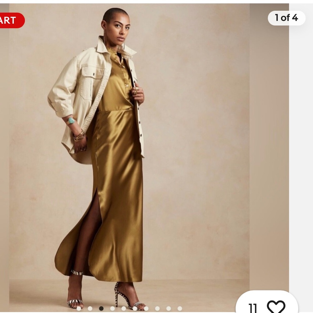 Banana Republic Gold Satin Skirt